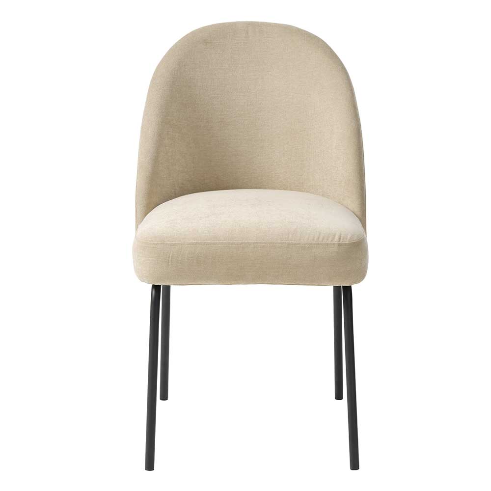 TopDesign Esstisch Stühle Beige aus Chenillegewebe Metall (2er Set)