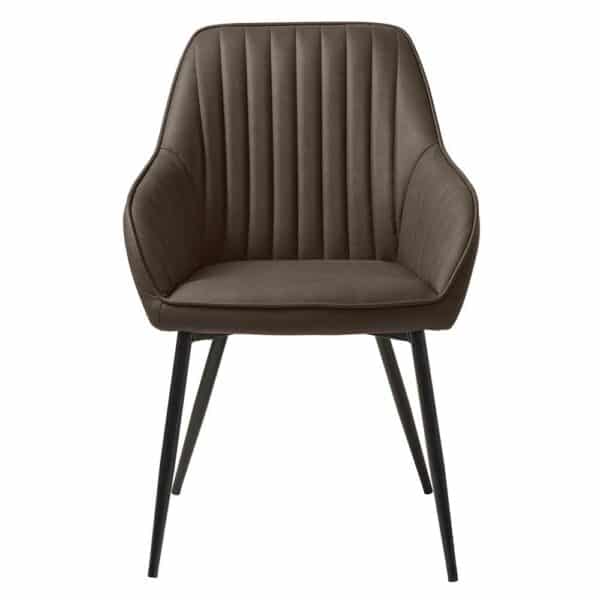 TopDesign Esstisch Sessel aus Kunstleder und Metall Dunkelbraun und Schwarz (2er Set)