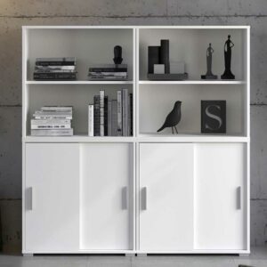 Möbel4Life 4teiliges Büroregal in Weiß 144 cm hoch - 136 cm breit