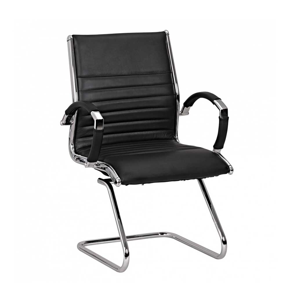 Möbel4Life Premium Schwingstuhl für Besprechungsraum Schwarz & Chrom