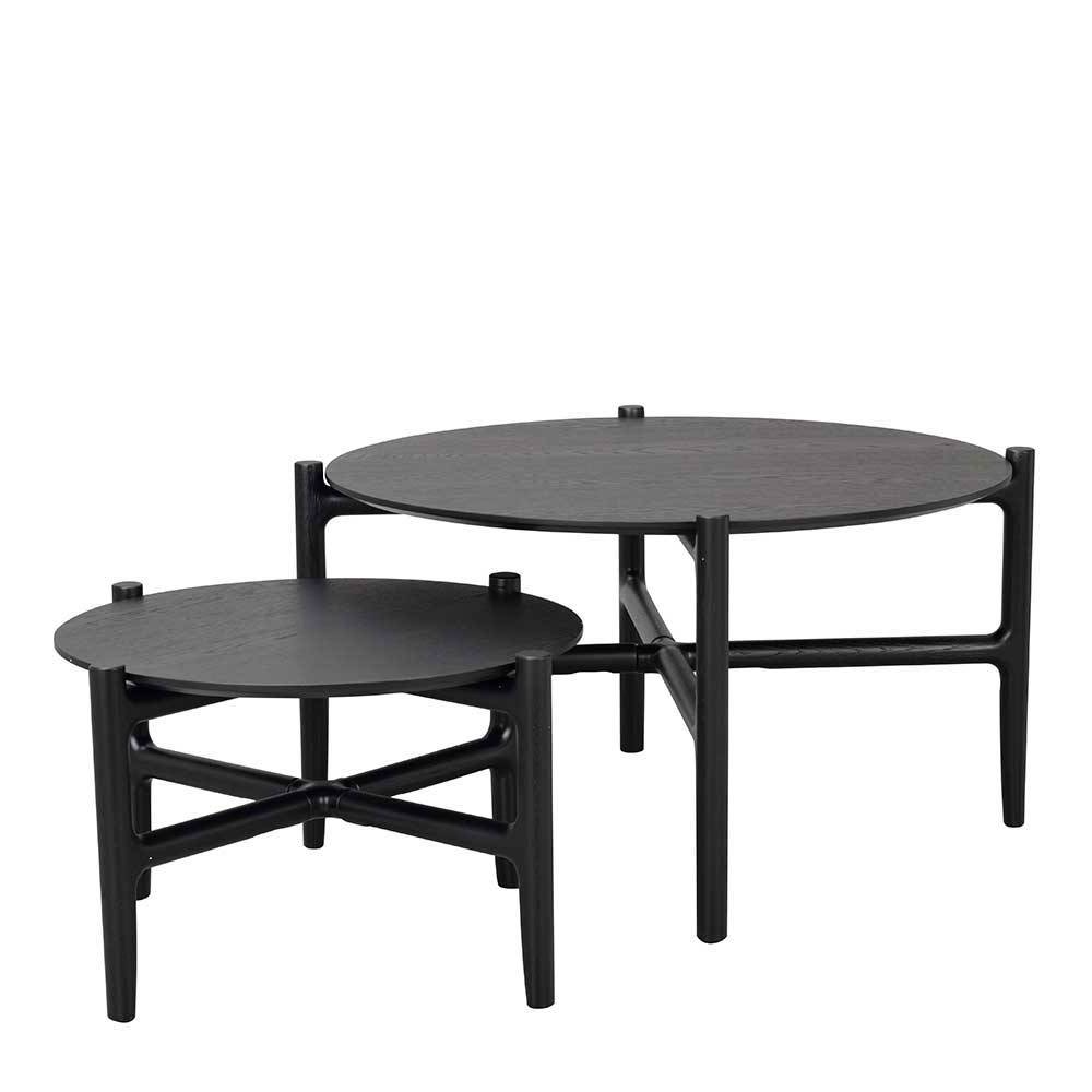 TopDesign Schwarze Wohnzimmer Tische mit runder Tischplatte (zweiteilig)