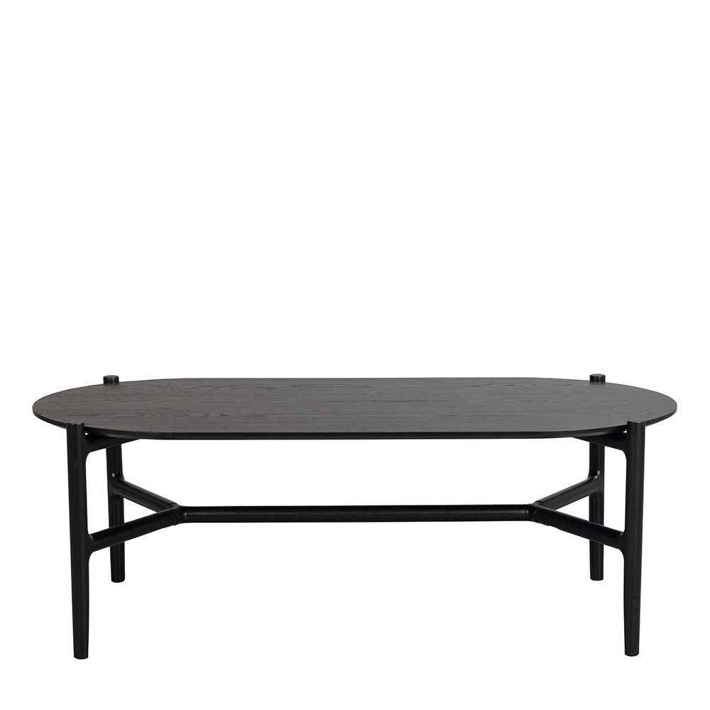 TopDesign Ovaler Couchtisch in Schwarz Eiche Massivholz & Furnier