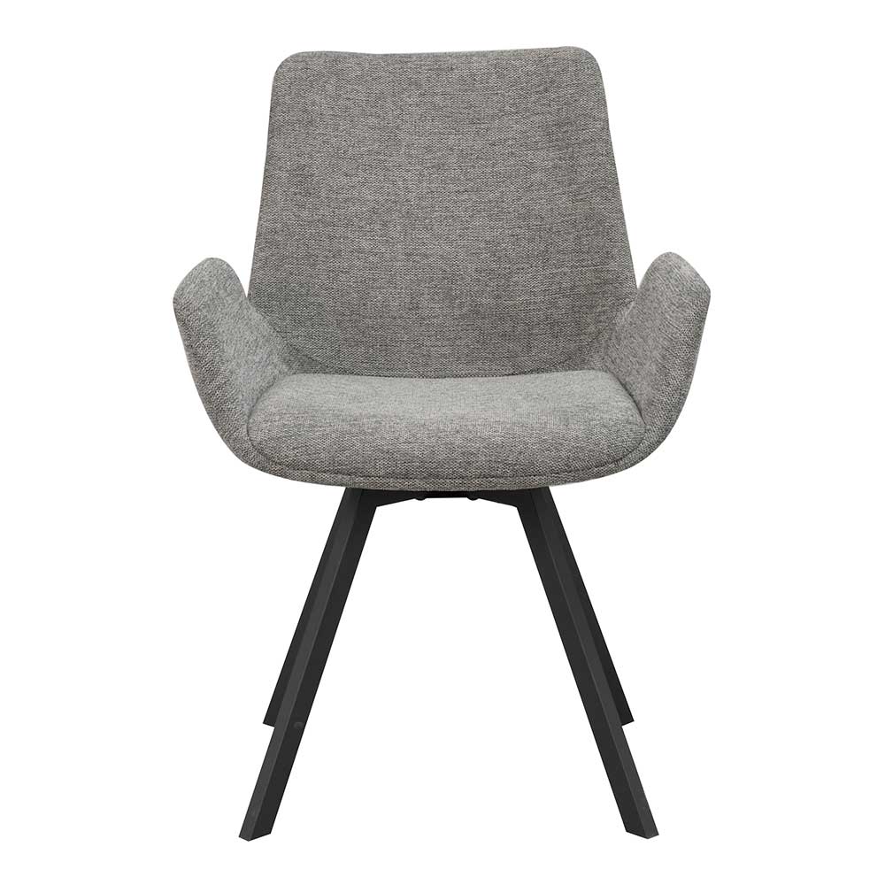 TopDesign Armlehnenstühle im Skandi Design Webstoff & Metall (2er Set)