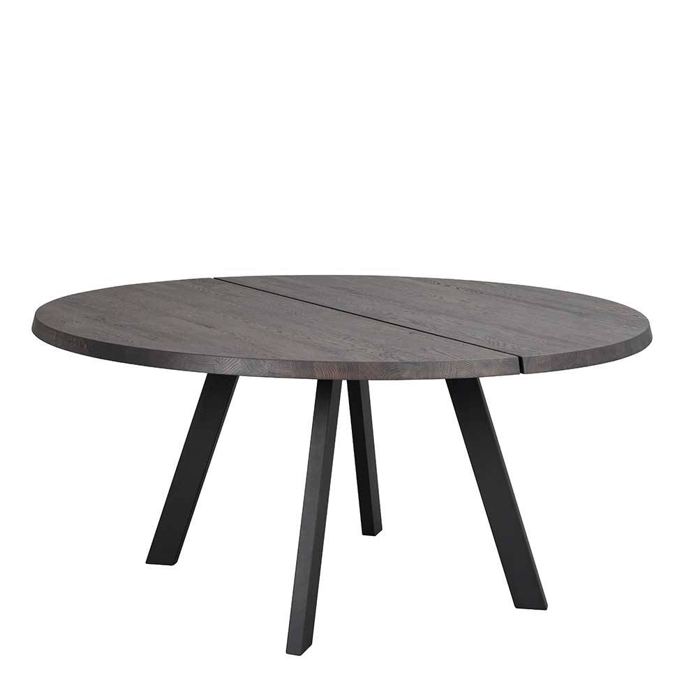 TopDesign Runder Holztisch mit Esche Rauchfarben Tischplatte Vierfußgestell
