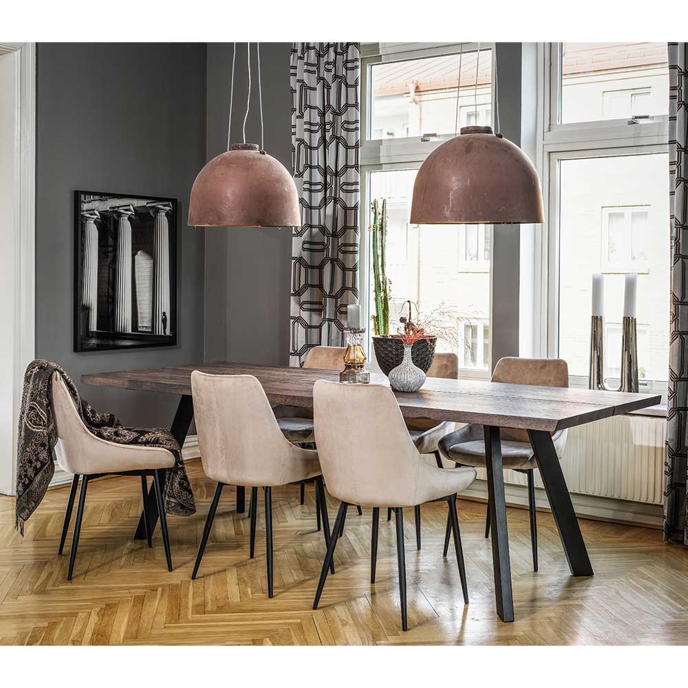 TopDesign Esszimmer Gruppe Stühle Beige sechs Sitzplätzen (siebenteilig)