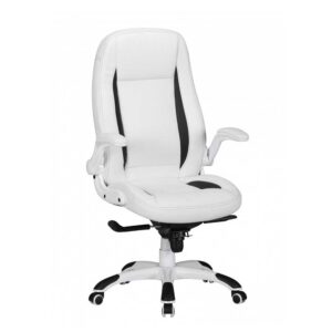 Möbel4Life Weißer Business Sessel aus Kunstleder verstellbaren Armlehnen