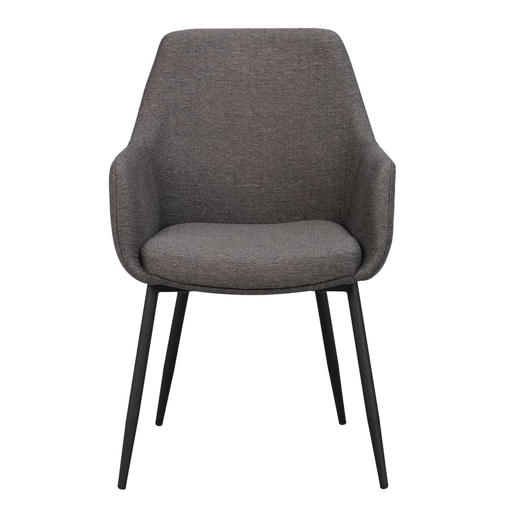 TopDesign Esszimmerarmlehnstühle in Grau Stoff Skandi Design (2er Set)