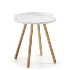 4Home Beistelltisch in Weiß und Naturfarben runde Tischform