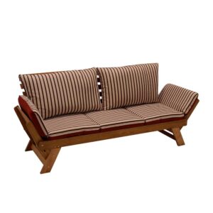 4Home Klappcouch für Garten Rot Beige gestreift