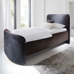 Furnitara Singele Polsterbett in Schwarz Braun Microfaser 100x200 cm