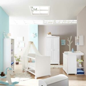 Massivio Babyzimmer in Weiß Kiefer Massivholz (fünfteilig)