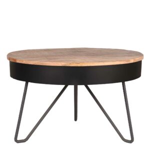 Möbel Exclusive Salontisch aus Mangobaum Massivholz und Stahl rund