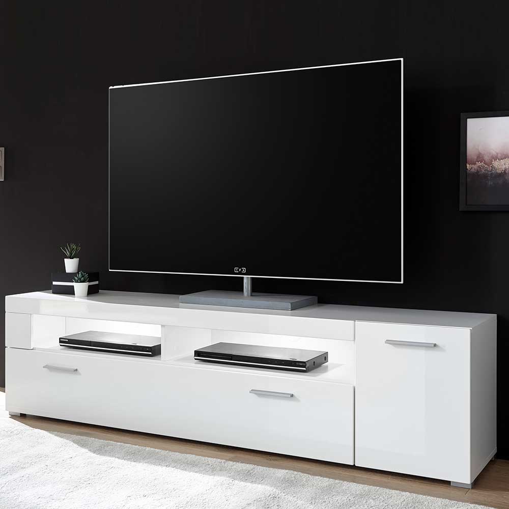 Brandolf Fernsehlowboard in Weiß Hochglanz 180 cm breit