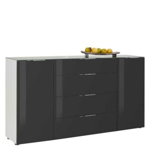 Müllermöbel Sideboard in Anthrazit und Weiß Glas beschichtet