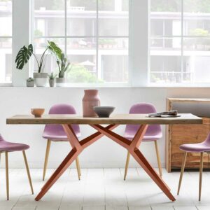 Möbel Exclusive Esszimmer Tisch aus Akazie Massivholz und Eisen in Braun 100 cm tief