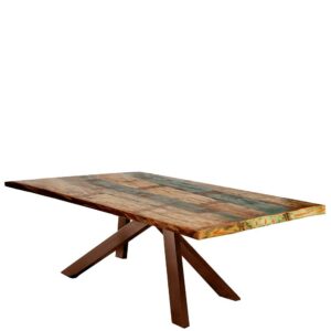 Möbel Exclusive Esszimmertisch aus Recyclingholz und Metall Braun und Bunt