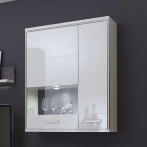 TopDesign Wandvitrine in Weiß Hochglanz LED Beleuchtung