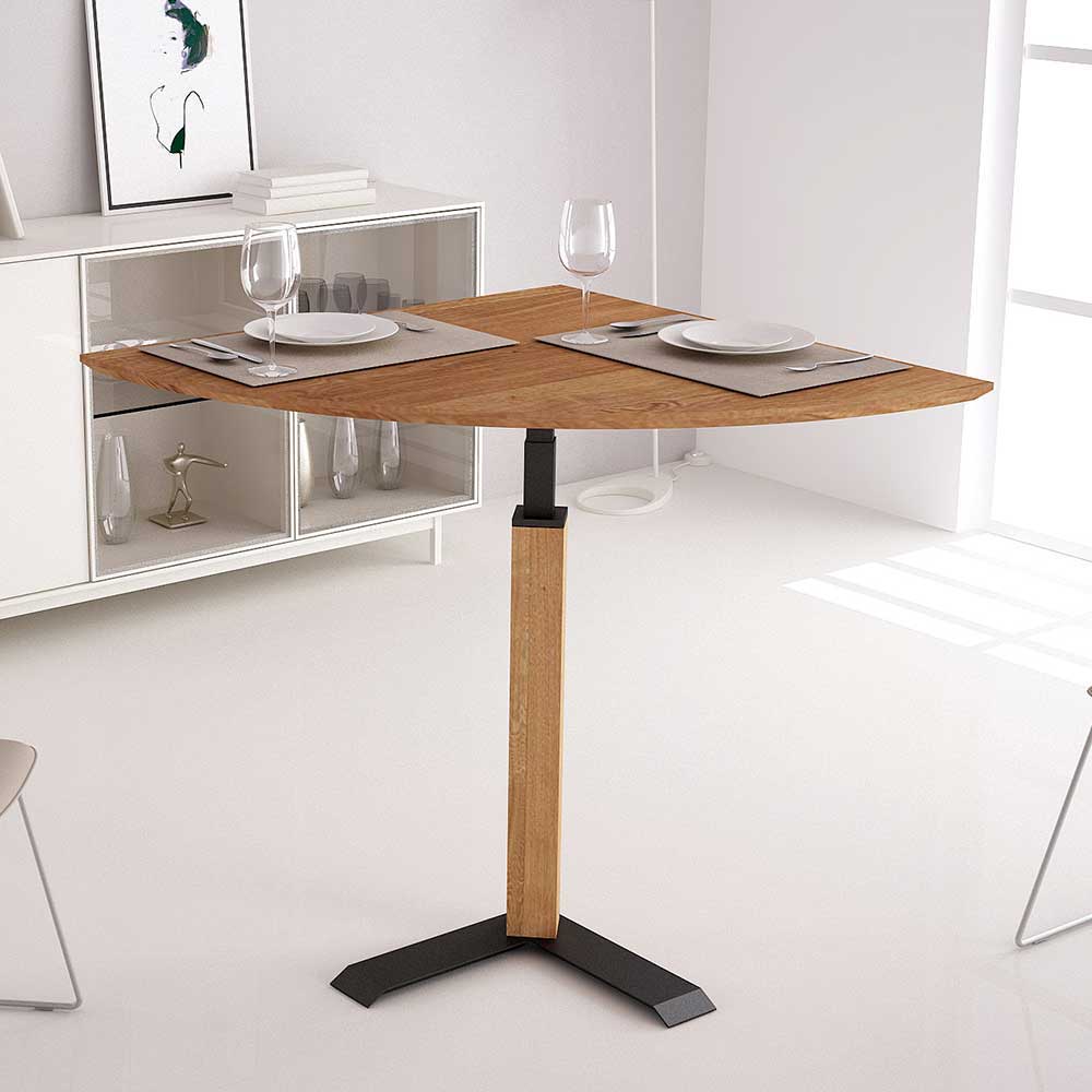 Rodario Design Tisch in Wildeichefarben und Schwarz höhenverstellbar