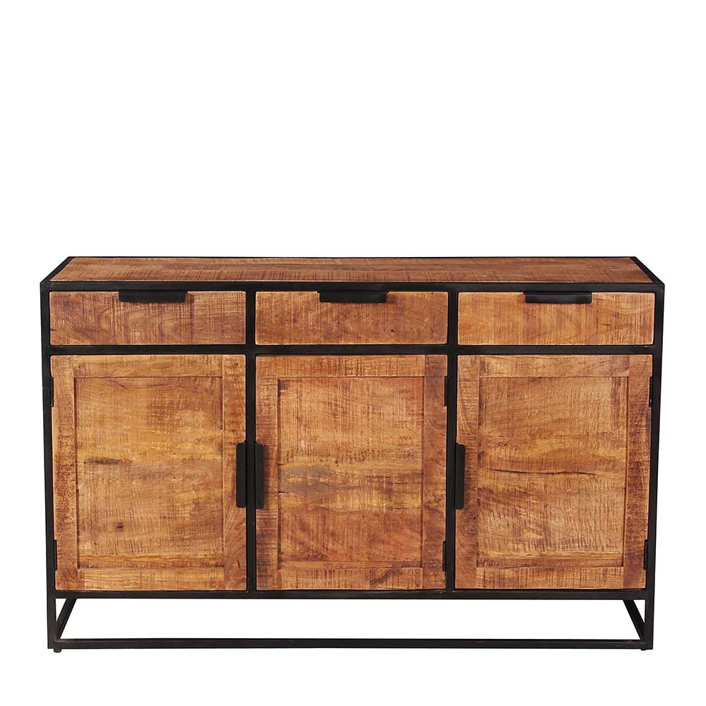 Möbel Exclusive Sideboard aus Mangobaum Massivholz drei Schubladen und drei Türen