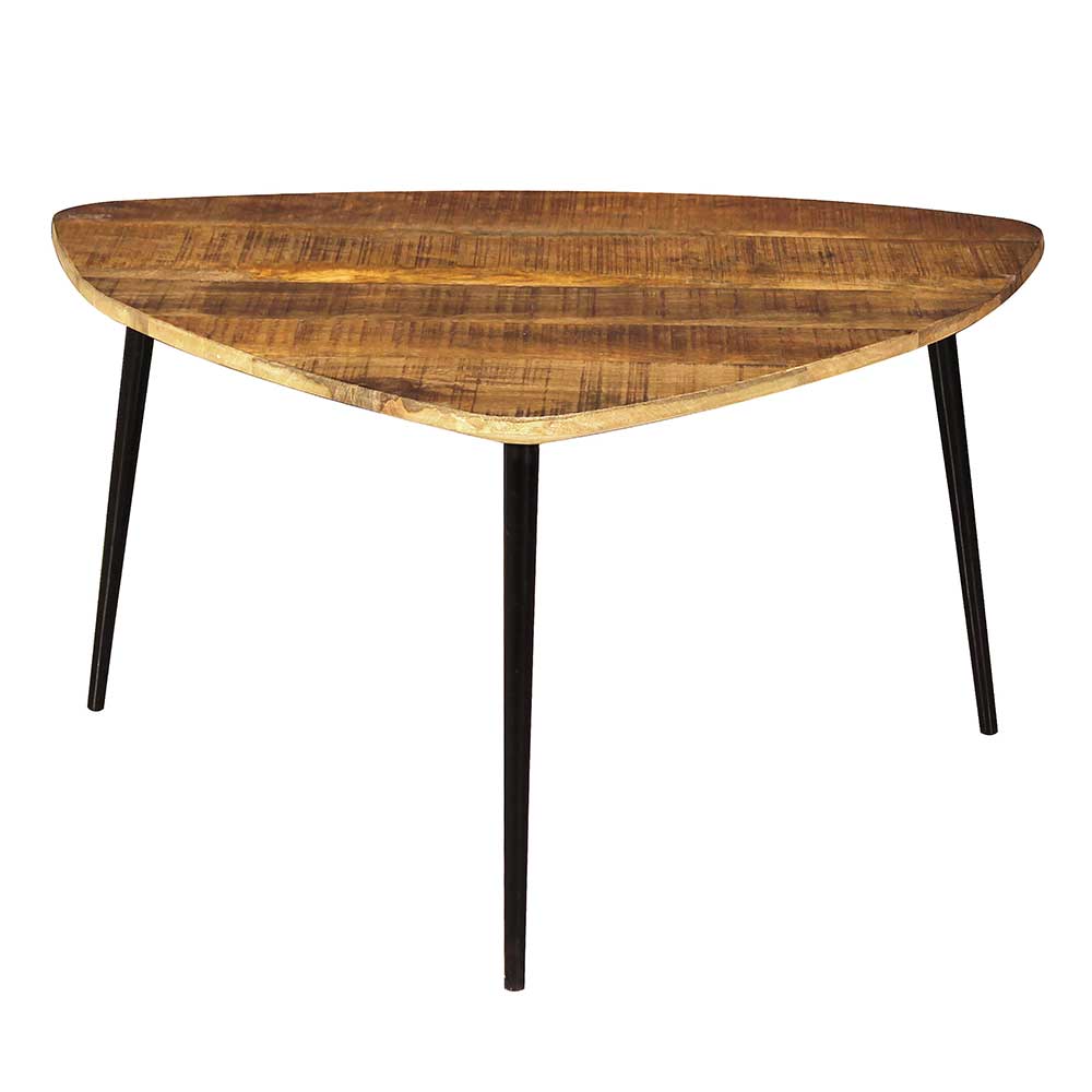 Möbel Exclusive Couchtisch aus Mangobaum Massivholz und Metall wankelförmig