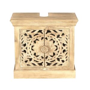 Möbel Exclusive Waschbeckenschrank aus Mangobaum Massivholz handgearbeitet und geschnitzt