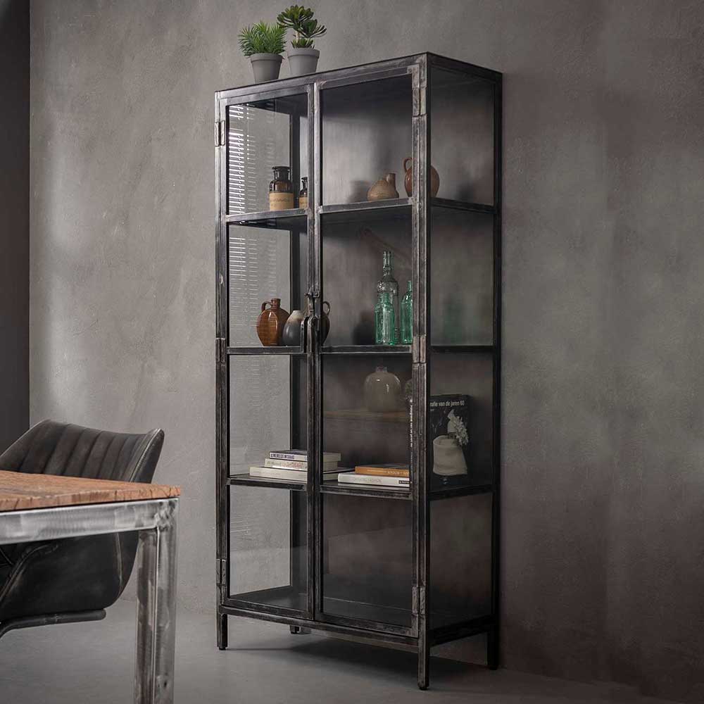 Rodario Wohnzimmerschrank in Anthrazit mit Used Look Industry Design