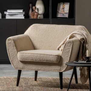 Basilicana Loungesessel mit Webplüsch Bezug Beige