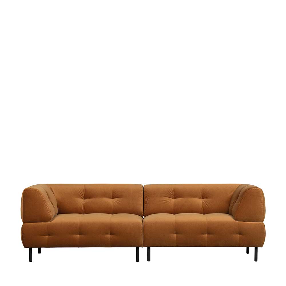 Basilicana Modernes Sofa in Hellbraun Bezug gewaschener Samt