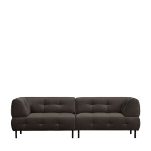 Basilicana Lounge Sofa mit Bezug aus washed Samt Graubraun