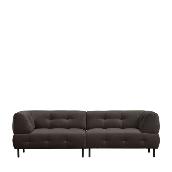 Basilicana Lounge Sofa mit Bezug aus washed Samt Graubraun