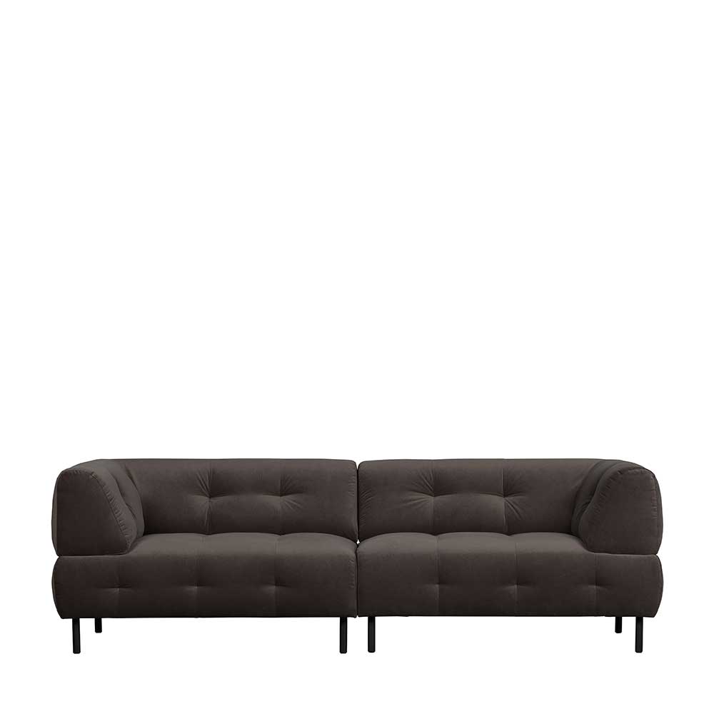 Basilicana Lounge Sofa mit Bezug aus washed Samt Graubraun