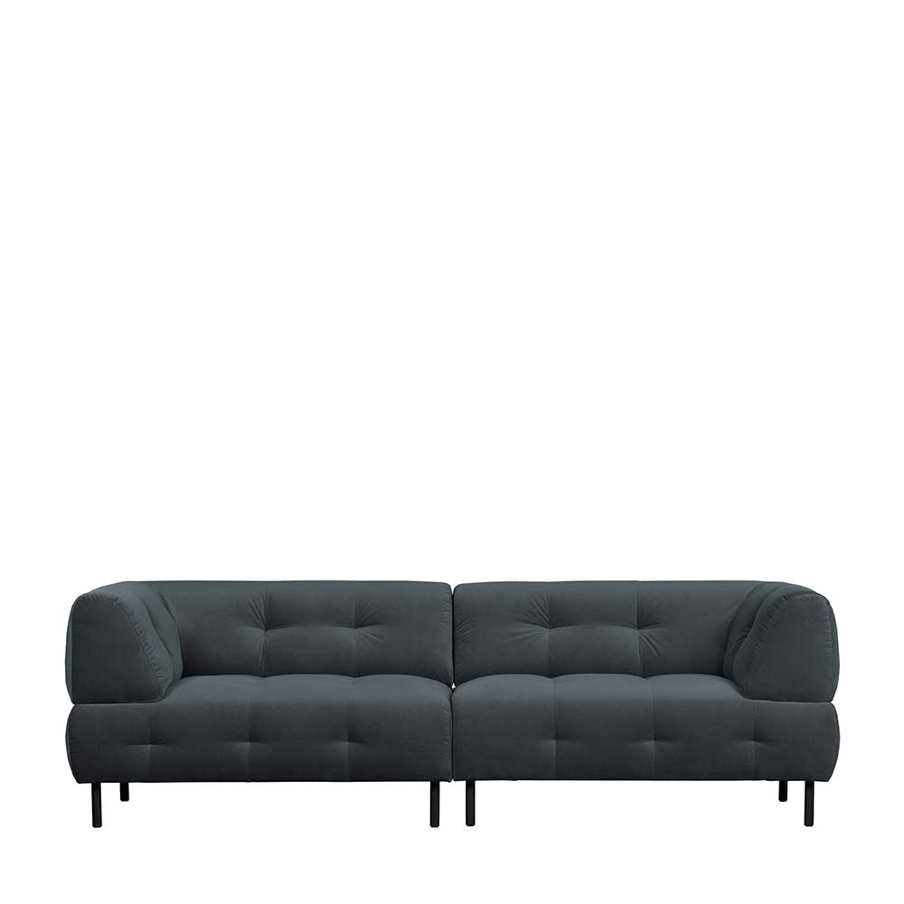 Basilicana Hochwertige Couch mit Samt Bezug Steppungen