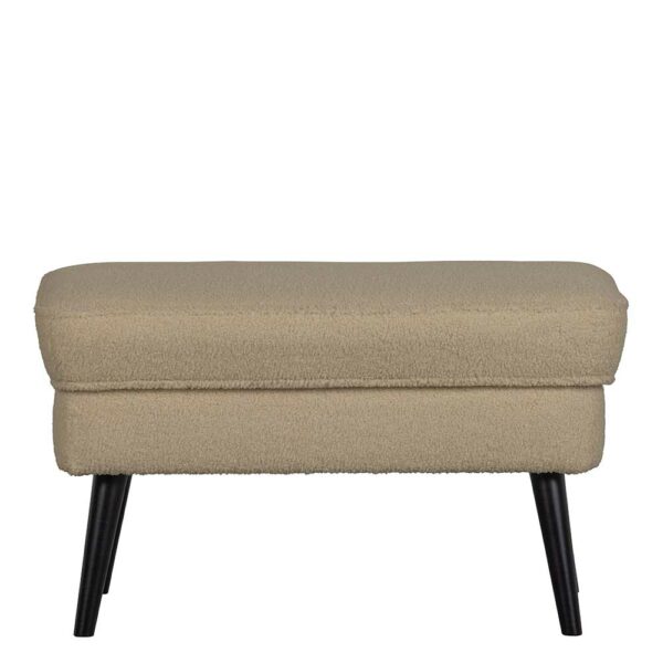 Basilicana Sitzhocker in Beige Webplüsch & Birkenholz