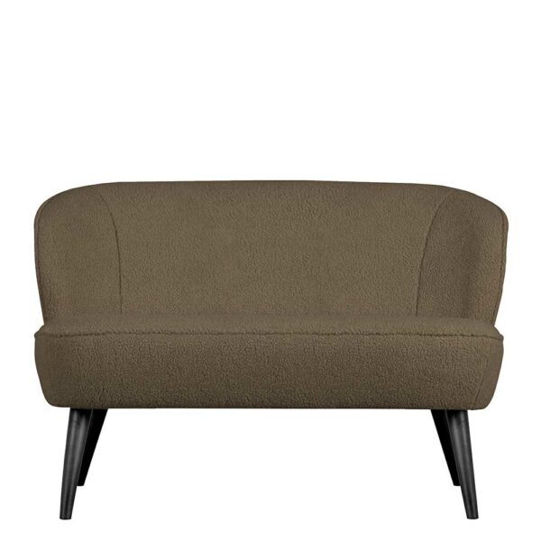 Basilicana Plüsch Sofa in Hellbraun Retrostil