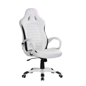 Möbel4Life Eleganter Gaming Stuhl in Weiß Bezug aus Kunstleder
