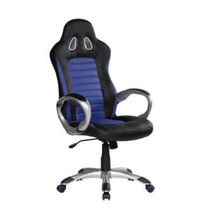 Möbel4Life Gamer Stuhl mit Racing Rückenlehne Blau und Schwarz