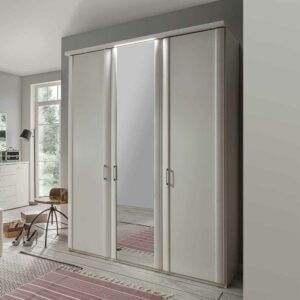 Franco Möbel Schlafzimmerschrank in Weiß Beleuchtung