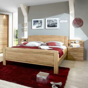Franco Möbel Doppelbett mit Bettkasten Eiche (dreiteilig)