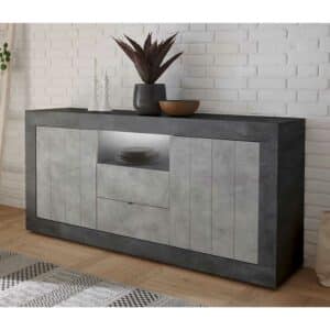 Homedreams Design Sideboard mit offenem Fach Beton Grau und Dunkelgrau