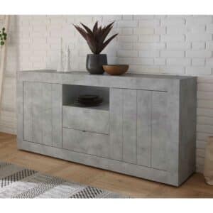 Homedreams Wohnzimmer Sideboard in Beton Grau Sockelgestell