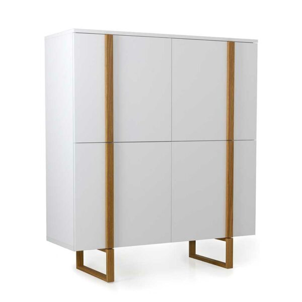 Doncosmo Wohnzimmer Highboard in Weiß und Eiche Skandi Design