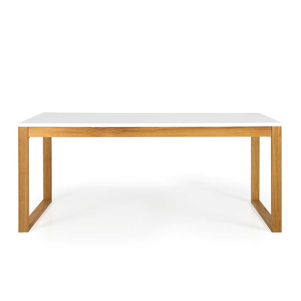 Doncosmo Esszimmer Tisch in Weiß und Eiche 180 cm breit