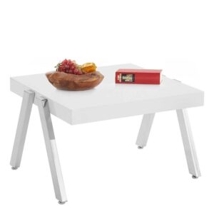 Möbel4Life Sofatisch in Weiß und Chromfarben 60 cm breit