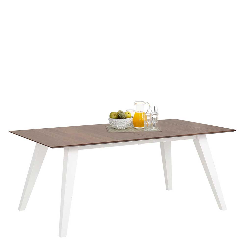 Möbel4Life Tisch in Walnussfarben und Weiß Mittelauszug