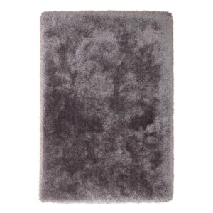 Doncosmo Hochflor Teppich in Grau und Silberfarben modern