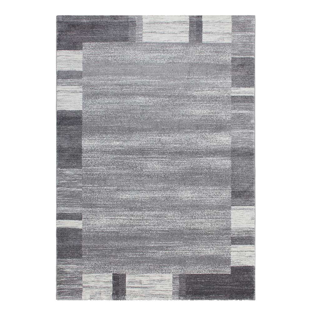 Doncosmo Teppich in dunkel Grau und Silberfarben Kurzflor