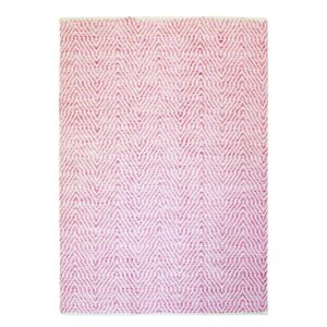 Doncosmo Webteppich in Rosa und Creme Weiß geometrisch gemustert