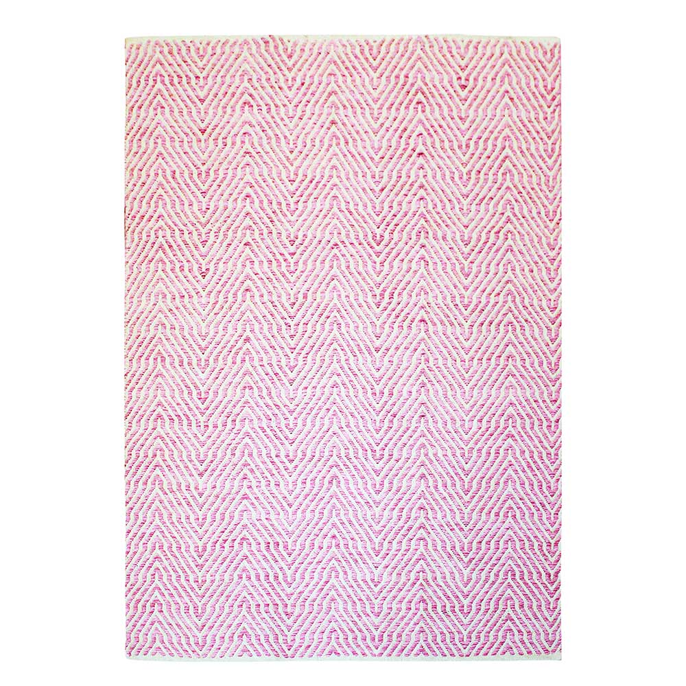 Doncosmo Webteppich in Rosa und Creme Weiß geometrisch gemustert