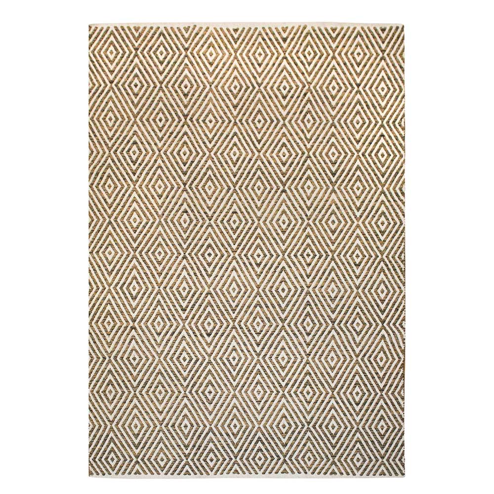 Doncosmo Gewebter Teppich in Braun und Creme Weiß geometrisch gemustert