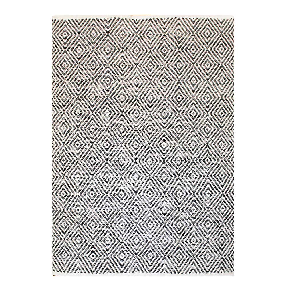 Doncosmo Webstoff Teppich in Creme Weiß und Grau 1 cm hoch